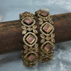 Victoria finished pink stoned bangles